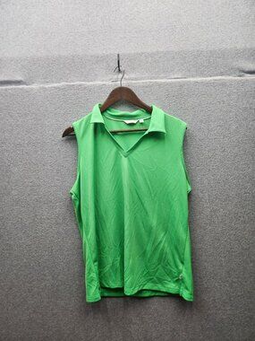 Lady Hagen Green Sleeveless Polo Shirt XL 100% Polyester Womens Golf Top Made In